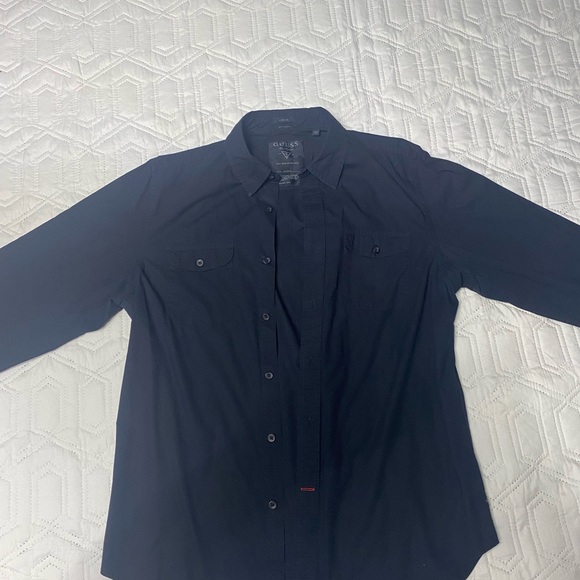 Black Button Down Guess Shirt - Picture 1 of 4